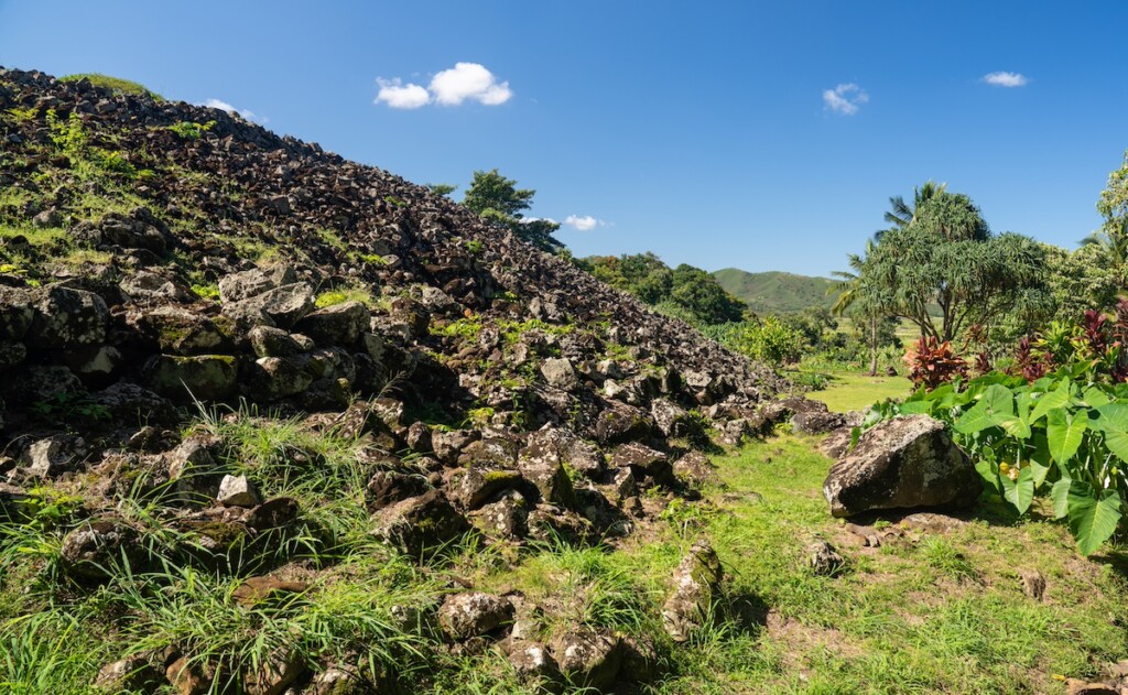 Rock Formations At Ulupo Heiau Historic Hawaiian Religious Site In Kailua, Oahu