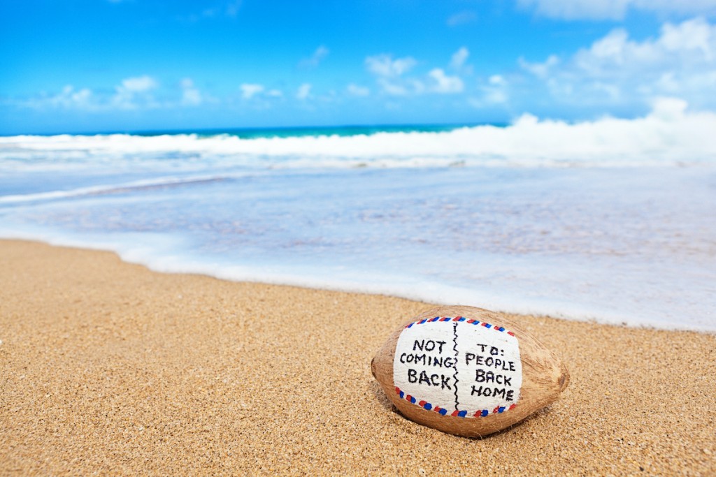 Vacation Coconut Postcard Message On Tropical Beach