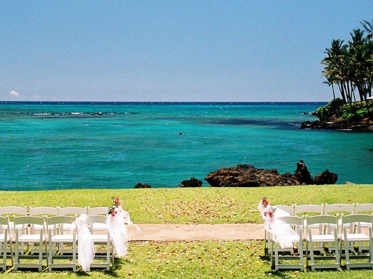 wedding set up on beach