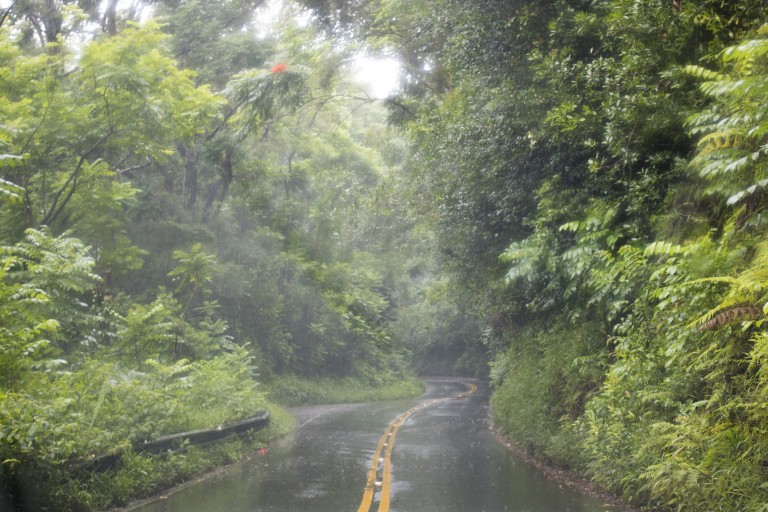 Rain On Highway During Storm Maui Hawaii