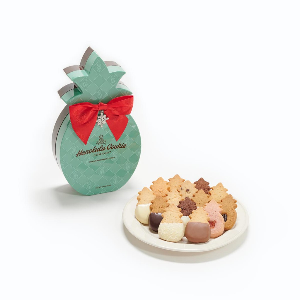 Honolulu Cookie Company Holiday 2021 Mele Pineapple Shape Box Large