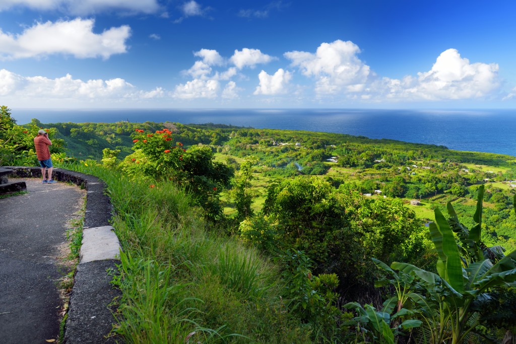 Beautiful Views Of Maui North Coast Seen From Famous Winding Road To Hana. Hawaii