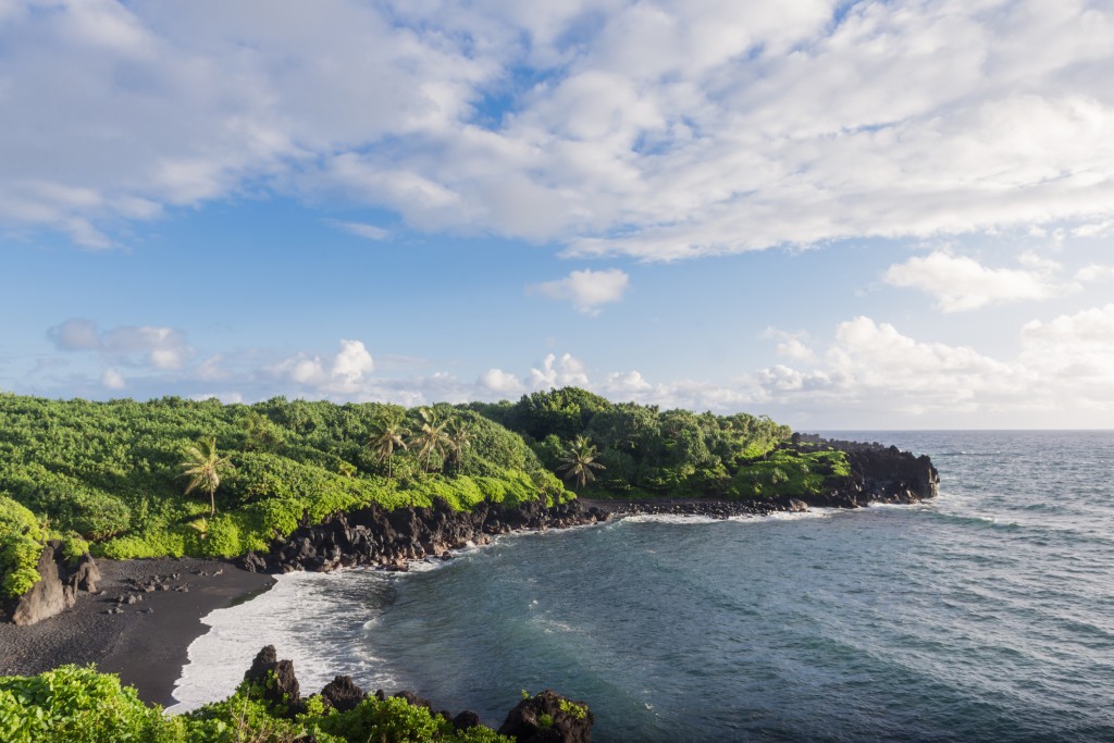 Tropical Scenic Black Sand Beach Hana Maui Hawaii Travel Destinations