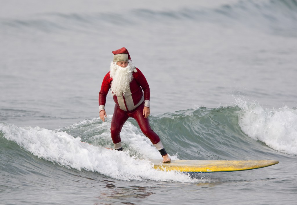 Surfing Santa Claus