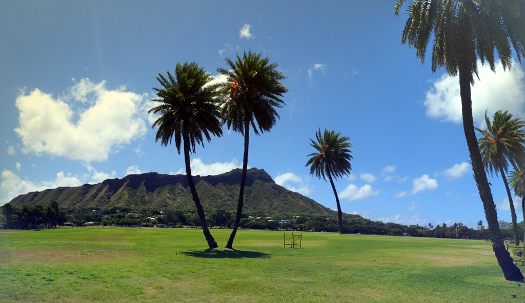Kapiolani Park At During Day With Diamond Head And Clouds