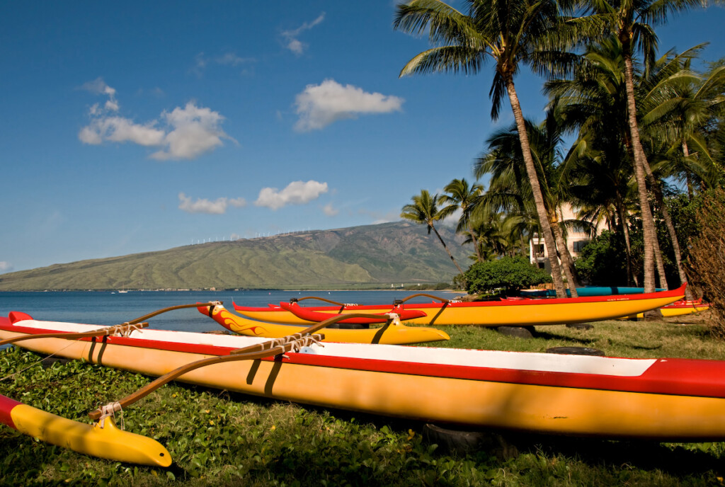 Traditional Outrigger Canoes On Maui