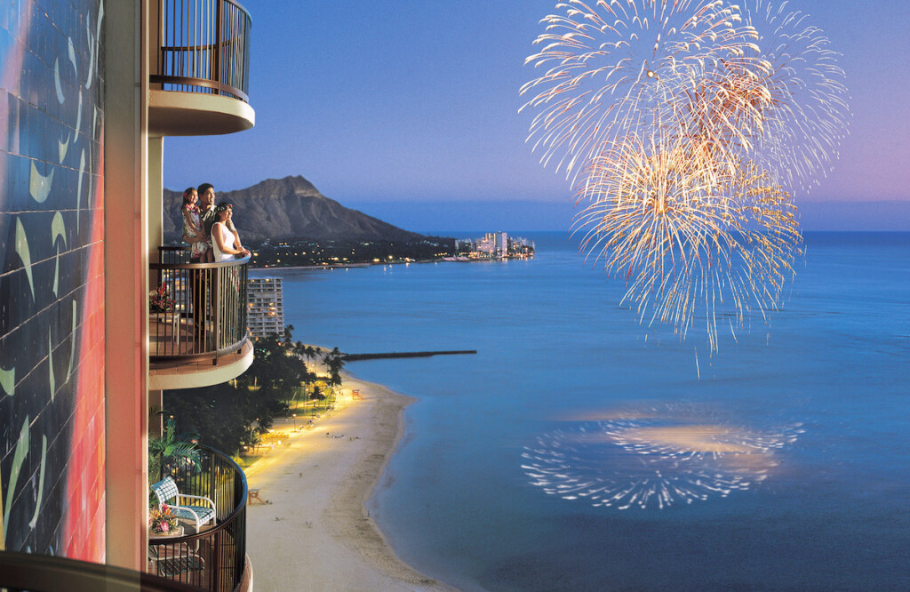20240320 Hhv Waikiki Package Oceanfront Rainbow Tower Lanai With Fireworks