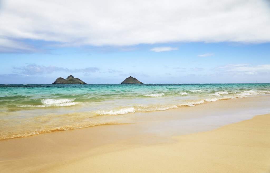 Lanikai Beach With The Mokulua Islands In The Background On The Windward Side Of Oahu, Hawaii