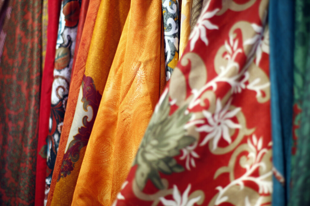Colorful Fabrics Sold At An Open Market
