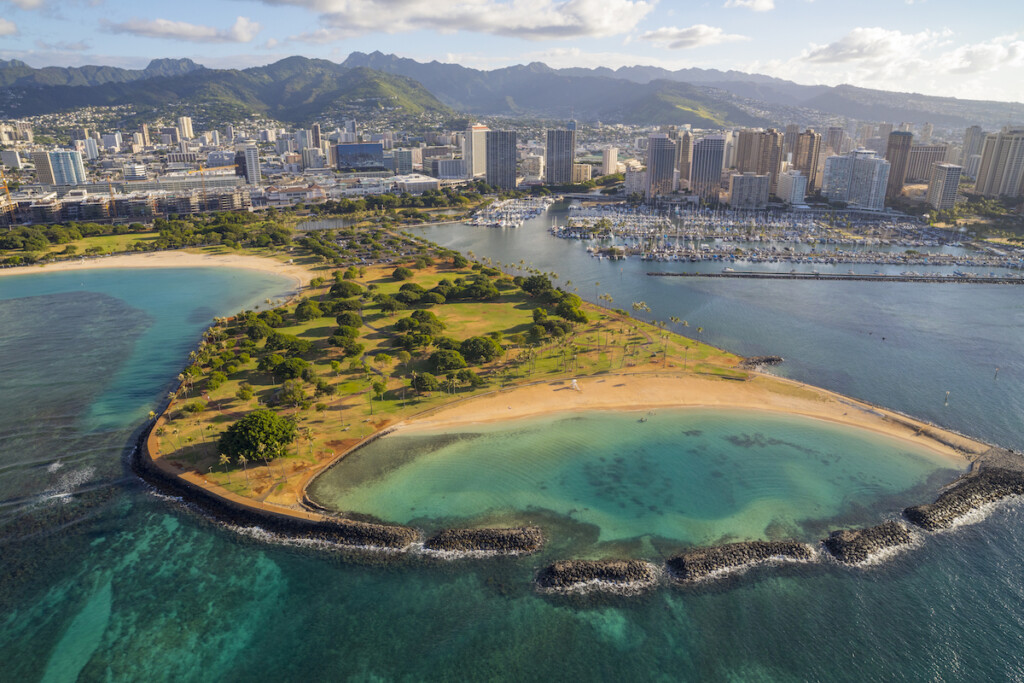 Magic Island, Ala Moana Beach Park, Honolulu, Oahu, Hawaii, Usa