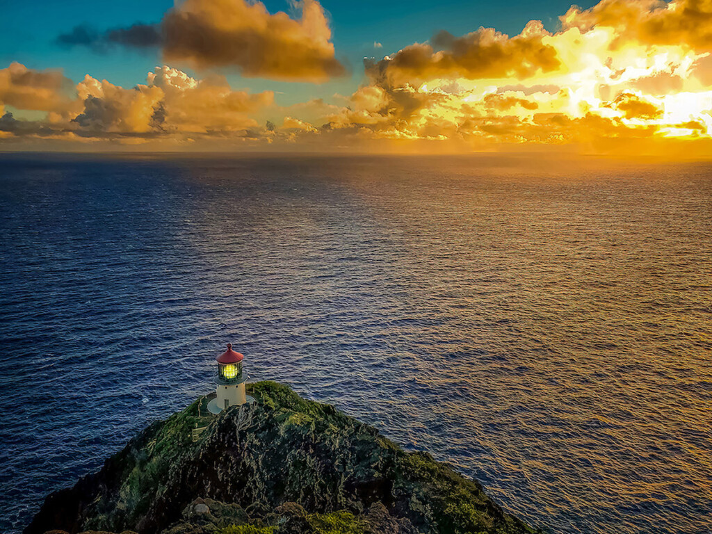Hawaii Golden Sunrise Makapuu Lighthouse In Oahu