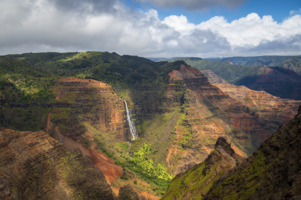 Waipo‚Äôo Falls In Waimea Canyon, Kauai, Hawaii.