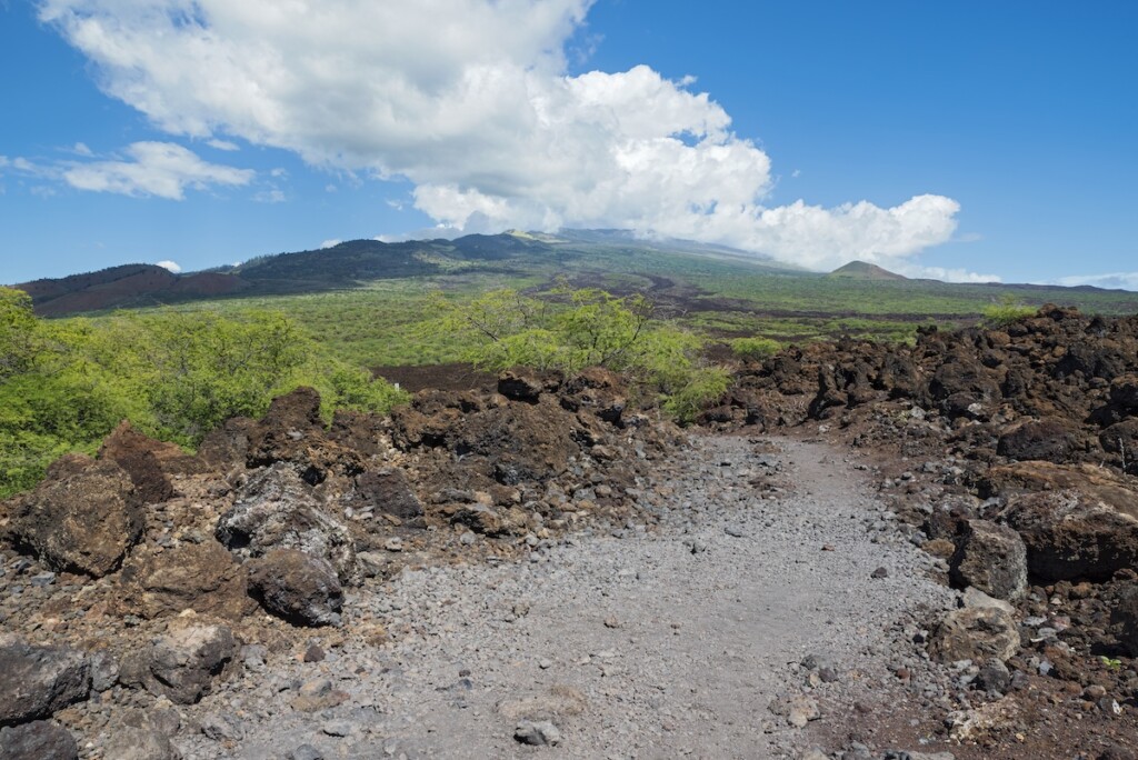Hoapili Trail Through Lava Field And Mountain Landscape